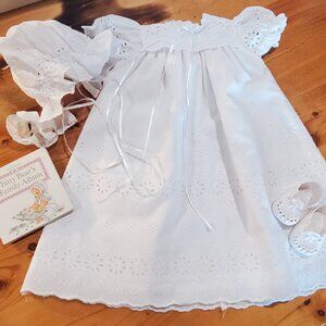 American Girl Retired Bitty Baby Special Occasion Dress 2 Bonnets Book Shoes